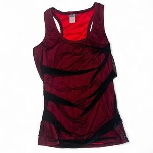 Women’s vintage 2000s Dots Red and black mesh tank top mesh panels